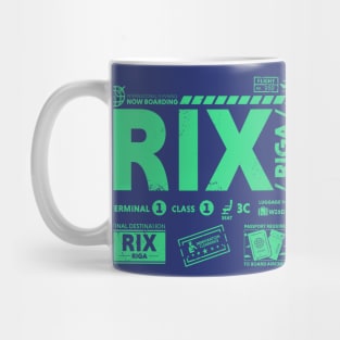 Vintage Riga RIX Airport Code Travel Day Retro Travel Tag Latvia Mug